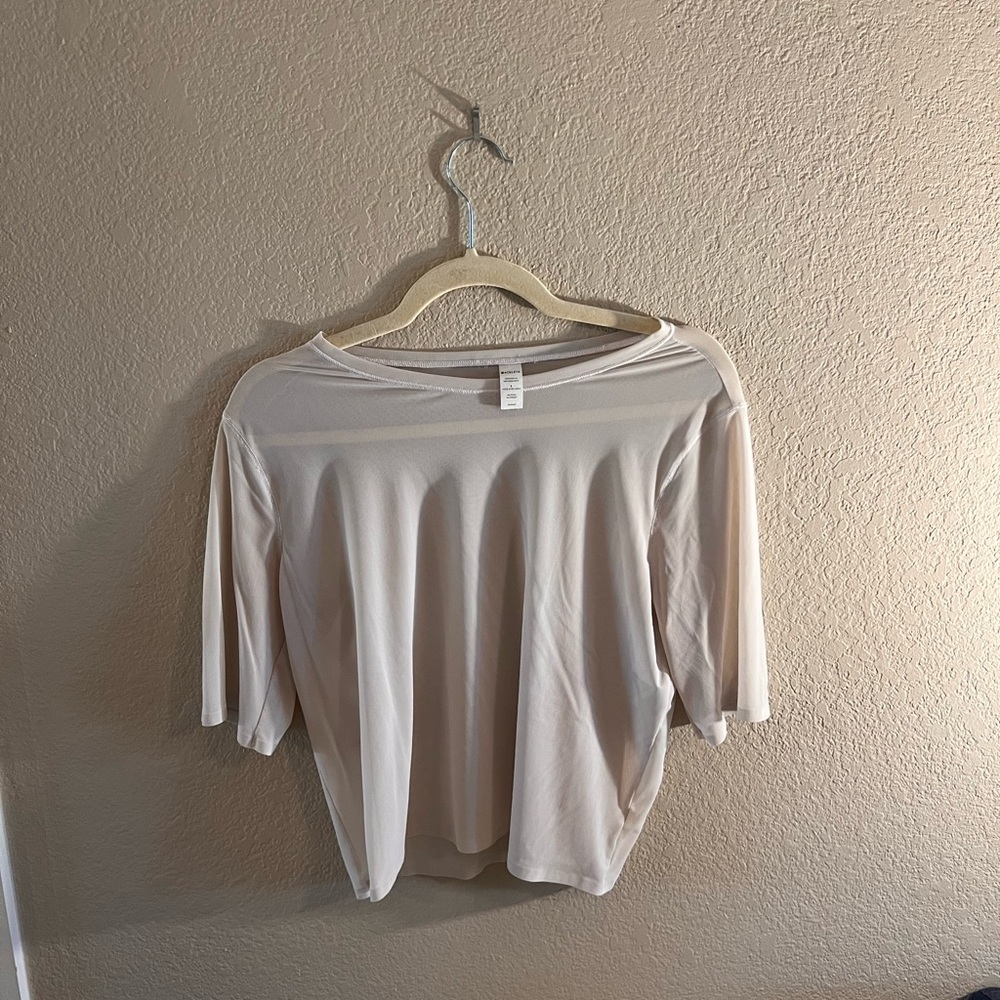 Cream sheer Athleta yoga shirt